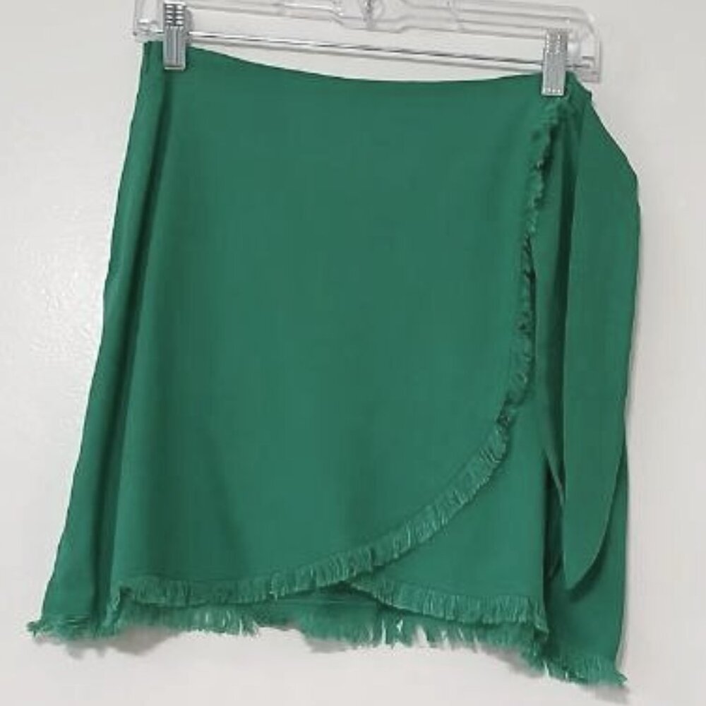 Pink Lily Green Wrap Skirt with Fringe – Size S